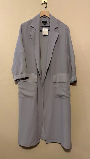 Top shop Grey duster trench coat Open Front Size 6 NWT thumbnail 1