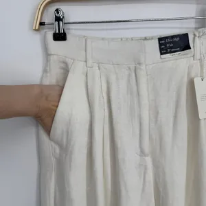 Abercrombie & Fitch Sloane Tailored Pant 27 Cream Linen Blend Quiet Luxury thumbnail 6