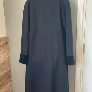 vintage Sophisticated Black Trench Coat with Timeless Design 42” length thumbnail 2