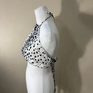 Bershka Black White Spot Satin Backless Halter Top Exposed Back Sz M Party Beach thumbnail 4