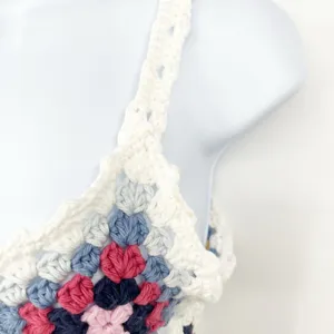 Womens‎ Crochet Granny Square Boho Festival Coachella Beach Fringe Crop Top OS thumbnail 2