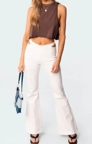Edikted Kira Cut-Out Flared Jeans thumbnail 1