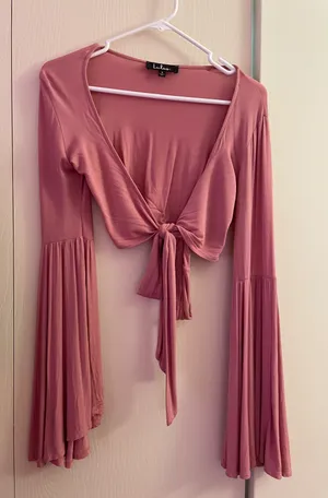 Lulus Bell Sleeve Crop Top thumbnail 1