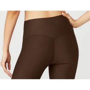 Alo High-Waist Airlift Elongated Leggings Espresso Hi-Rise Waisted Split Hem XXS thumbnail 4