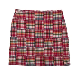 Talbots Patchwork Cotton Madras Plaid Mini Skirt Pink Green Colorful Size 8 thumbnail 2