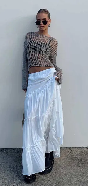 Princess Polly MIRIAH MAXI SKIRT WHITE LOW IMPACT thumbnail 4