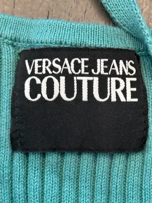 Versace Jeans Couture Cold Shoulder Ombré Rib Knit tie Top Women’s XS Designer thumbnail 6