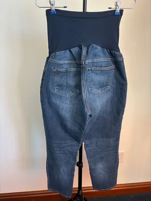 Motherhood Dark Blue Straight-Leg Maternity Jeans with Black Waist Panel thumbnail 4