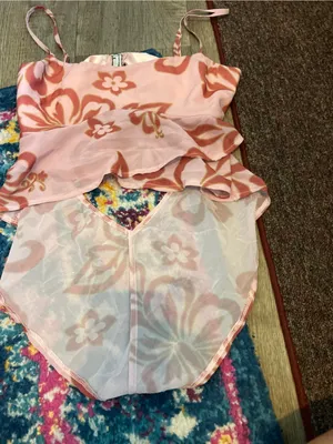 Tiger mist floral orange and pink top thumbnail 4