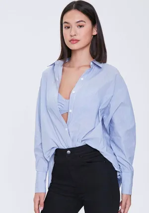 Forever 21 Pinstriped Bralette and Shirt Set thumbnail 1