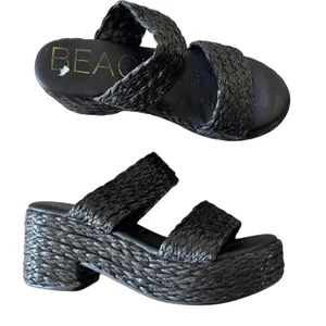 Matisse Beach Braided Raffia Platform Sandals Womens 10 Beachy Summer Chunky thumbnail 2