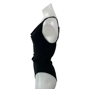 Zara Womens Black Sleeveless Draped Cowl Neck Swimwear One Piece Bodysuit Top S thumbnail 2