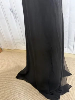Faviana Couture Size 8 Long Maxi Dress Rosette Pleated Prom Formal Black Vintage thumbnail 6