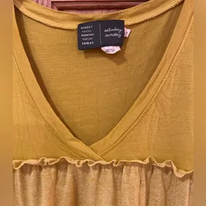 Saturday Sunday by Anthropologie Yellow Tiered Ruffle Maxi‎ Dress Size Small thumbnail 6
