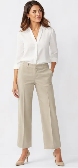LOFT Women's Wide-Leg Dress Pants in Beige thumbnail 1