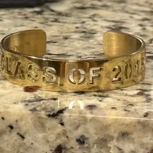 Rustic Cuff Gold-Tone Class of 2016 Cut-Out Cuff Bracelet Grad Gift Preowned thumbnail 10
