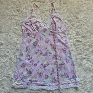 Pucker Up Slip Nightgown Sleepwear Vintage Floral Lace Pink L thumbnail 10