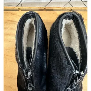 BLONDO Vintage Fur Booties Zipper Waterproof Low Lug Black Womens Size 6‎ thumbnail 5