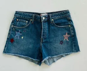 Sundry Blue Jean Shorts with Distressed Embroidered Star Accents Size 29 thumbnail 1
