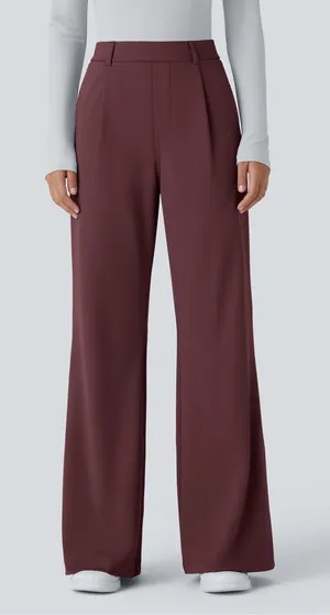 NEW Halara Flex DayStretch High Waisted Pocket Work Flare Pants Size XL Mahogany thumbnail 1