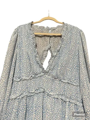 Light Blue Floral Ruffle Tiered Dress Size XL thumbnail 3