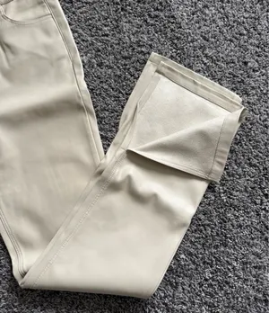 Zara Cream Boot Cut Faux Leather Pants thumbnail 3