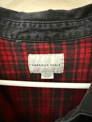 American Eagle Black and Red Flannel Jacket  thumbnail 3