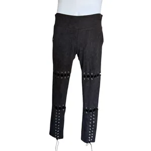 Womens Nude Brand Chloe Lace Up Sexy Faux Suede Pants in Black - Sz S thumbnail 3