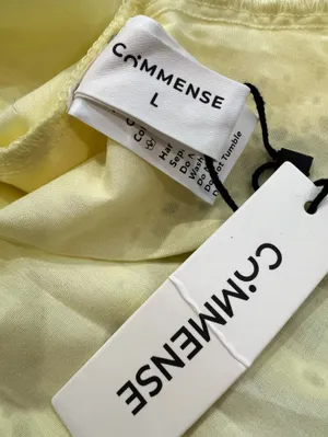 Commense Cotton Yellow Eyelet Midi Dress Scalloped V-Neck Sleeveless NWT Large thumbnail 6