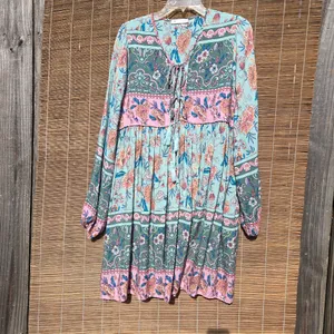 R.Vivimos Long Sleeve Floral Boho Dress Sz. L thumbnail 10