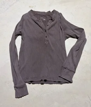 Aerie Long Sleeve Ribbed Henley Top large thumbnail 1