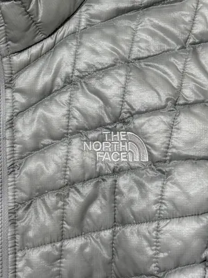The North Face Thermoball Quilted Puffer Jacket Womens Small Silver Full Zip TNF thumbnail 5