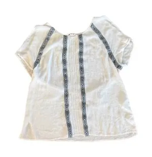 Vince Camuto White Blouse with Navy Blue Accents thumbnail 1