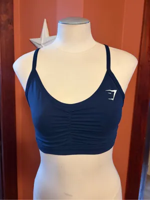 Gymshark Navy Scoop Ruched Sports Bra thumbnail 1