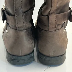 Enzo‎ Angiolini Brown Leather Tall Riding Boots Buckle Strap Size 7.5M thumbnail 9