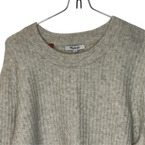 Madewell Womens Sweater Crewneck Flared Sleeve Knitted Wool Blend Beige XXL thumbnail 2
