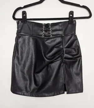 Barbie Chill faux leather mini skort Medium Black thumbnail 1