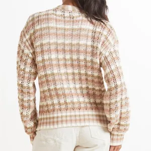 Evereve John + Jenn Julianna Stripe Cardigan Beige Pink White thumbnail 2