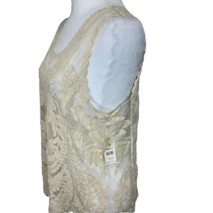 NWT Bobbie Brooks Lace Top‎ Womens Large Sheer Ivory Romantic Coquette Festival thumbnail 2
