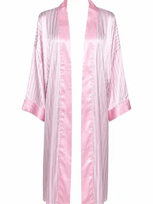 Show Me Your Mumu Harlow robe pink satin stripe coquette glam loungewear chic OS thumbnail 10