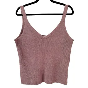 Old Navy Purple Ribbed Knit V Neck Tank Top Women’s Size Large thumbnail 1