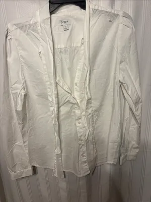 J. Crew Cream Tie-Neck Button-Up Shirt thumbnail 2