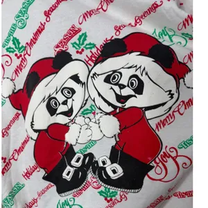 Vintage Christmas Panda Graphic Sweatshirt White Red Green Holiday Pullover L thumbnail 2