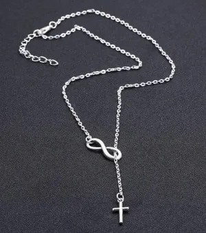 Women Fashion Silver Infinity Cross Pendant Chunky Choker Necklace ( 5/20$ ) thumbnail 3