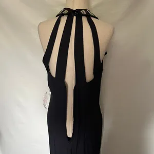 Vtg Blondie & Me Beaded Tuxedo Y2K McBling Cocktail Dress Sz 9/10 Strappy Goth thumbnail 10
