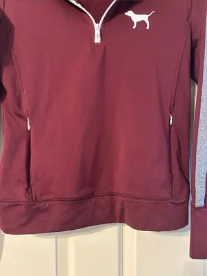 Victoria’s Secret Pink Burgundy Quarter Zip Pullover Sweatshirt Medium thumbnail 3
