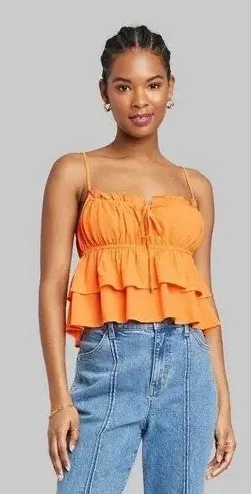 Wild Fable Target Orange Ruffle Tank Top thumbnail 1