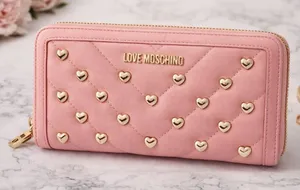 Love‎ Moschino Pink Quilted Heart Zip Around Wallet thumbnail 1