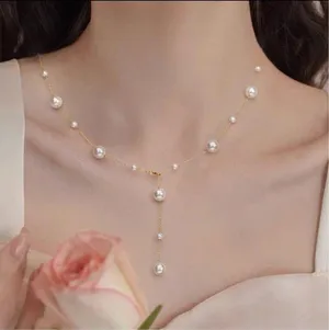 Gold Plated Pearl Necklace thumbnail 1