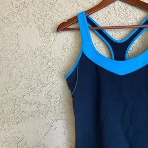 DYLN Blue and Black Razorback Workout Tank Top thumbnail 2